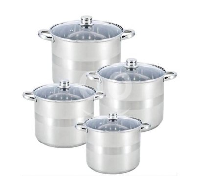 Kitchen appliances in Al Dahye - ?? Royal Swiss Set of 4 Stainless Steel Induction Saucepans with 4 Lids-طناجر طبخ ستانلس