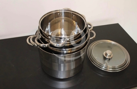 ?? Royal Swiss Set of 4 Stainless Steel Induction Saucepans with 4 Lids-طناجر طبخ ستانلس — 4