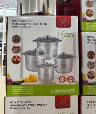 ?? Royal Swiss Set of 4 Stainless Steel Induction Saucepans with 4 Lids-طناجر طبخ ستانلس — 3