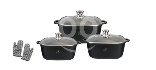 أدوات المطبخ في عين مريسه - ?? Royal Swiss - 6-piece square cookware set-non stick-marble coating-طناجر طبخ