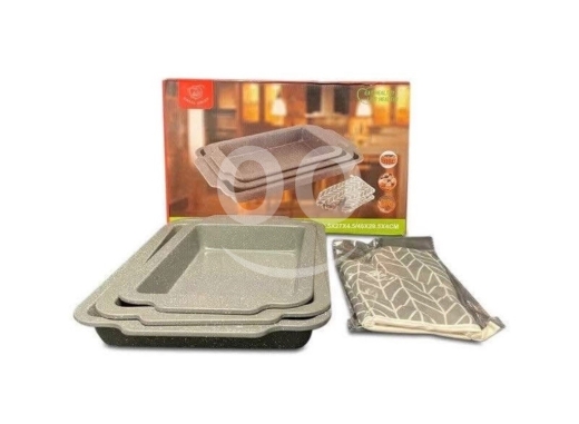 أدوات المطبخ في عين مريسه - ??Royal Swiss - Rectangular 3-piece Baking Trays including Oven glove-صواني فرن