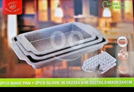 ??Royal Swiss - Rectangular 3-piece Baking Trays including Oven glove-صواني فرن — 5