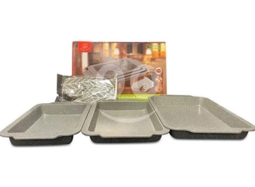 ??Royal Swiss - Rectangular 3-piece Baking Trays including Oven glove-صواني فرن — 3