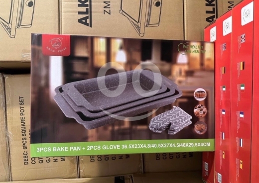 ??Royal Swiss - Rectangular 3-piece Baking Trays including Oven glove-صواني فرن — 4