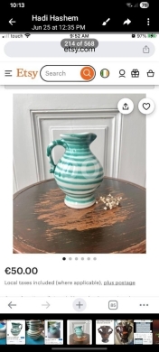 Antiques & Collectibles dans Al Saksakieh - Gmundner ceramic jug, flamed green, hand-painted