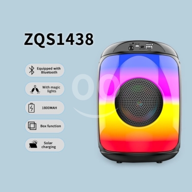 Audio & Stereo in Ain el-Remmaneh - سبيكر بلوتوث ZQS1438 محمول مع شحن شمسي وإضاءة | ZQS1438 Bluetooth Speaker Solar Charge RGB