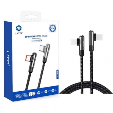 Mobile accessories in Ain el-Remmaneh - كابل لايتو معدني بزاواية 90 درجة من النوع | LITO 90° Elbow Metal Type-C to Type-C 60W Cable