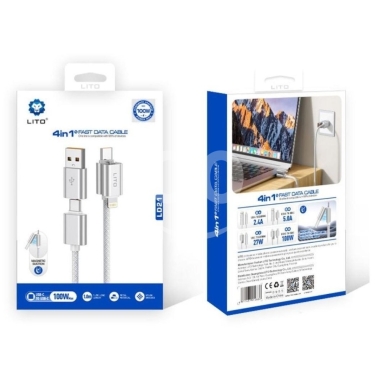 Mobile accessories in Ain el-Remmaneh - سلك شاحن ليتو 4 في 1 فائق السرعة 100 واط لنقل البيانات | LITO 4 in 1 Fast Data Cable 100W PD