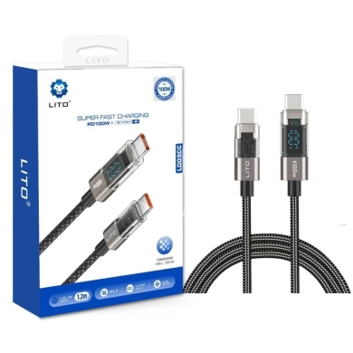 Mobile accessories in Ain el-Remmaneh - سلك شاحن ليتو 100 واط تايب سي سريع مع شاشة عرض | LITO PD 100W USB-C Super Fast Charging Cable