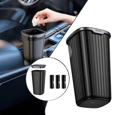 HOCO ZP12 Compact 800ml Car Trash Can - Waterproof, Cup Holder Design, with 90 Bags — 5