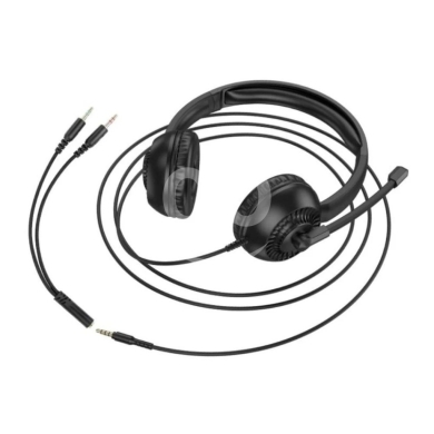 Computers Parts & Software Accessories in Beirut City - HOCO Wired On-Ear Headset with Omnidirectional Microphone - 1.8m Cable, Adjustable Mic