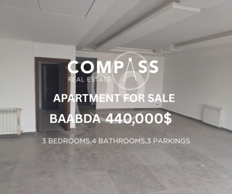 Apartments for sale in Baabda - Baabda New apartment, 235 sq m + 120 sq m terrace including a private room, for sale