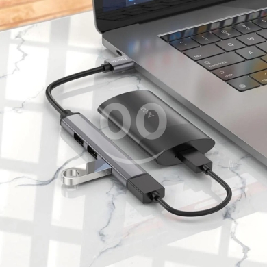 HOCO HB26 4-in-1 USB Hub - 1x USB 3.0, 3x USB 2.0, Aluminum Alloy, 1TB HDD Support — 2