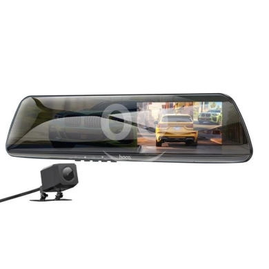 Cameras, Camcorders & Studio Equipment in Beirut City - HOCO DV9 Rearview Mirror Dashcam - 1080P/720P Dual Cam, 4.5" HD Screen, Starlight Night Vision