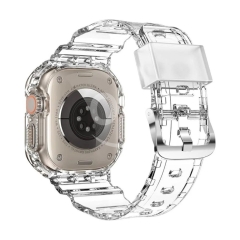 Integrated Case Strap for Apple Watch Ultra - Crystal Clear Design, Raised Edge Protection, Tool-Fre