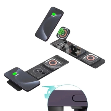 4-in-1 Wireless Folding Magnetic Charger - 15W Fast Charge, RGB Light, Apple… — 4