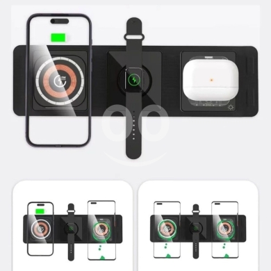 Mobile accessories in Beirut City - 4-in-1 Wireless Folding Magnetic Charger - 15W Fast Charge, RGB Light, Apple Watch/AirPods Output