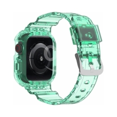 Coteci Integrated Sport Strap for Apple Watch 44mm/45mm - Anti-Shock TPU Case, Transparent Design