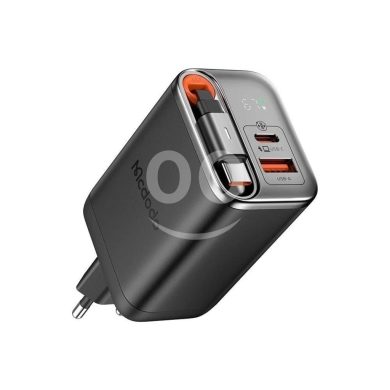 Mcdodo CH-410 67W GaN Charger with Retractable USB-C Cable - 3-Port, LED Display, Fast… — 4