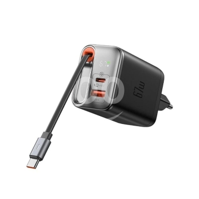 Mcdodo CH-410 67W GaN Charger with Retractable USB-C Cable - 3-Port, LED Display, Fast… — 7
