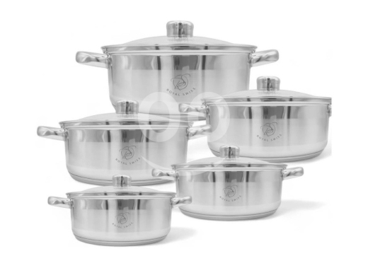 Kitchen appliances in Al Zarif - ?? Royal Swiss 10-piece stainless steel cookware set-18/10 stainless steel -طقم طناجر ستانلس ستيل