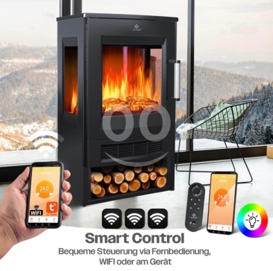 ?? KESSER Electric Fireplace with Heating Panoramic Viewing Window Fan Heater 9 LED Flame — 2
