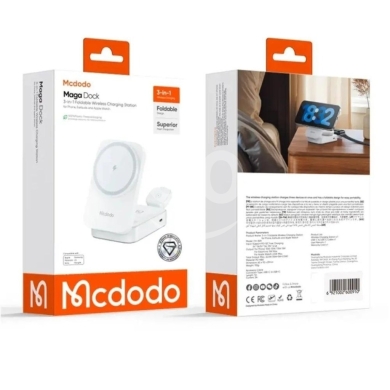 Mobile accessories in Beirut City - Mcdodo CH-509 Mega Dock 3-in-1 Foldable Wireless Charging Station - 15W Phone, Watch, Earbuds (MagSa
