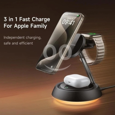 Mcdodo CH-495 3-in-1 Magnetic Wireless Charger - 15W Fast Charging, Night Light, MagSafe… — 3