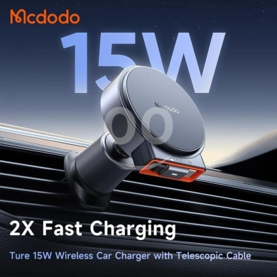Mcdodo CH-300 15W Magnetic Car Charger - Retractable Cable, Dual Coil, Air Vent Mount,… — 7