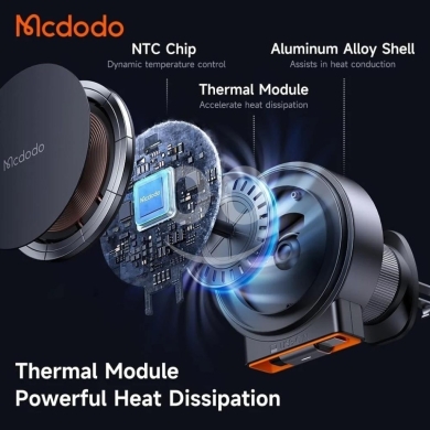 Mcdodo CH-300 15W Magnetic Car Charger - Retractable Cable, Dual Coil, Air Vent Mount,… — 3
