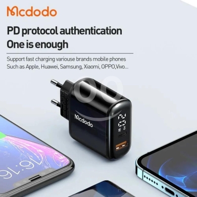 Mcdodo CH-717 PD 20W Fast Charger Pro Kit - Digital Display, Dual Port (USB-C & USB-A),… — 2