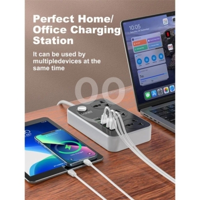 LDNIO SC3604 Multi-Outlet Power Strip (2M) - 2500W Max, 3x USB, 17W Fast Charging, Child… — 3
