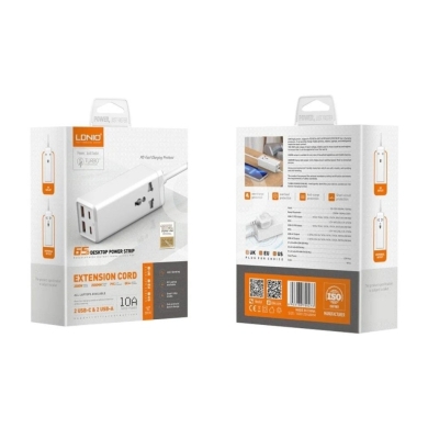 Mobile accessories in Beirut City - LDNIO SC1418 65W PD Desktop Power Strip - 2x USB-C (65W), 2x USB-A (QC4.0), 2500W Universal Outlets,