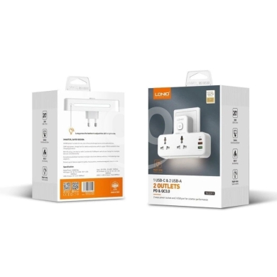 Other home appliances in Beirut City - LDNIO SC2311 20W PD Fast Charging Wall Adapter - 2 AC Outlets, 4 USB Ports (PD/QC3.0), Night Lamp, 2