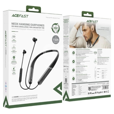 Mobile accessories in Beirut City - AceFast N1 Neck Hanging Wireless Earphones - 150H Playtime, ENC Noise Cancellation, BT 5.3, IPX4 Wat