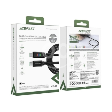 Mobile accessories in Beirut City - AceFast C7-03 USB-C to USB-C 100W Fast Charging Cable with LED Display - E-Marker Chip, Zinc Alloy,