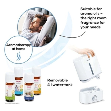 Beurer Air Humidifier - Ultrasonic Atomisation, 4L Tank, 30 m² Coverage, Aroma Function — 3