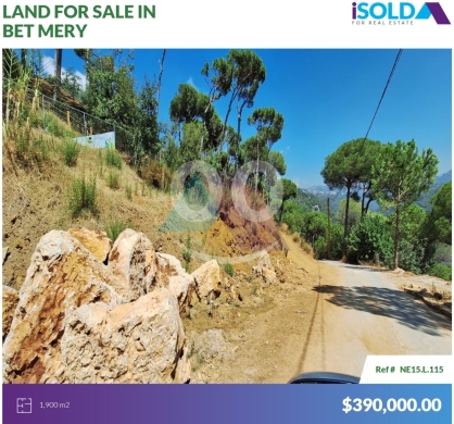 Lands for sale in Beit Meri - 1900m2 land+Mountain View 4sale in Bet Mery - أرض للبيع في بيت مريNE15L115