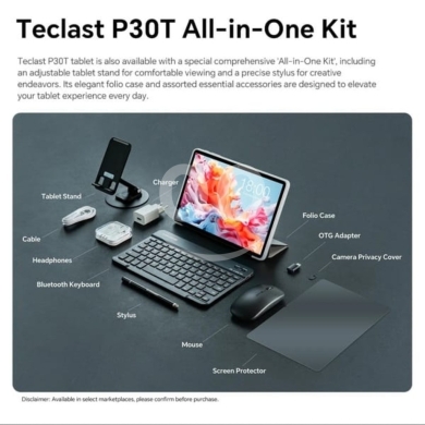 Mobile phones in Beirut City - Teclast P30T WiFi Tablet Value Bundle | 10.1" Widevine L1, 12GB RAM, Android 14 + 6 Accessories