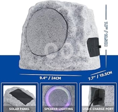 Audio et stéréo dans Aley - *ION Solar Sounds - Rock Your Garden with Style* - ? Stone-Shaped Design