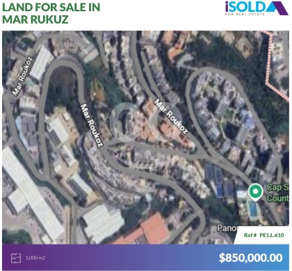 Lands for sale in Mar Roukoz - 1000m2 land+sea view -Prime Location- 4sale in Mar Rukuz -مار روكزPE1L610