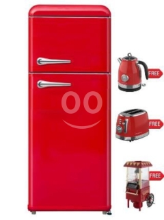ثلاجة كامبوماتيك ريترو بابين ٢٤٤ لتر بتصميم كلاسيكي أحمر | Campomatic Vintage Retro 2-Door Fridge