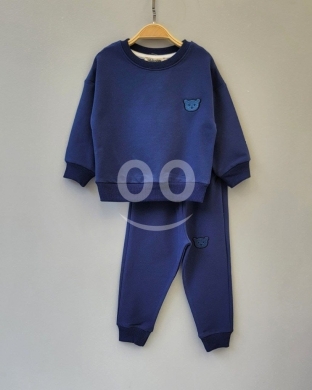 Produits pour bébés et enfants dans Berqayel - Kids Navy Blue Tracksuit Set | Bear Patch Sweatshirt & Jogger | Turkish Quality (Sizes 1-3)