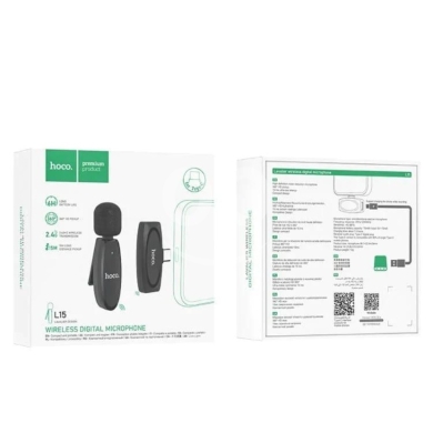 Other Mobile Phones & Accessories في مدينة بيروت - Hoco L15 Wireless Digital Lavalier Microphone | 2.4G, 6H Battery, 15M Range | Type-C for Mobile Vlog