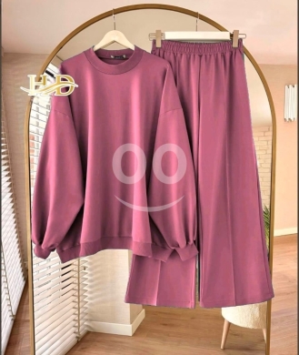 Oversized Women's Thick Fleece Winter Set | Sweatshirt & Wide Leg Pants (M-XXL) — 2