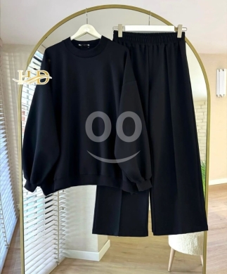 Oversized Women's Thick Fleece Winter Set | Sweatshirt & Wide Leg Pants (M-XXL) — 8