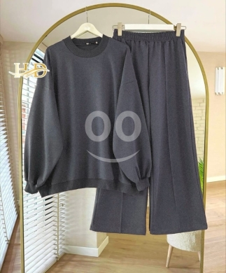 Oversized Women's Thick Fleece Winter Set | Sweatshirt & Wide Leg Pants (M-XXL) — 6