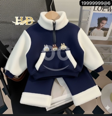 Baby & Kids Stuff in Beirut City - طقم بجامة أطفال شتوي (بناتي/ولادي) بولو بياقة فرو - قماش مصوَّف ناعم - صنع في لبنان