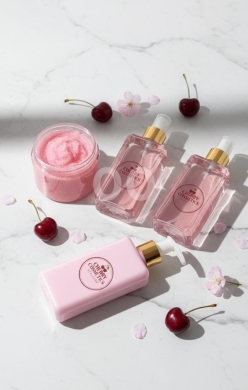 Health & Beauty in Saida - Strawberry Pamper Set by Cherry Cosmetics: Body Mist, Lotion, Scrub, & Hair Mist ($25)