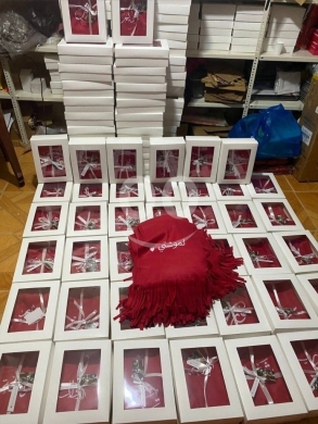 Other Goods in Taalabaya - Personalized Red Winter Scarf with Custom Name Tag | Luxurious Fringed Shawl | $15